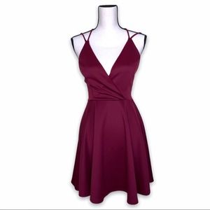 Burgundy mini skater dress